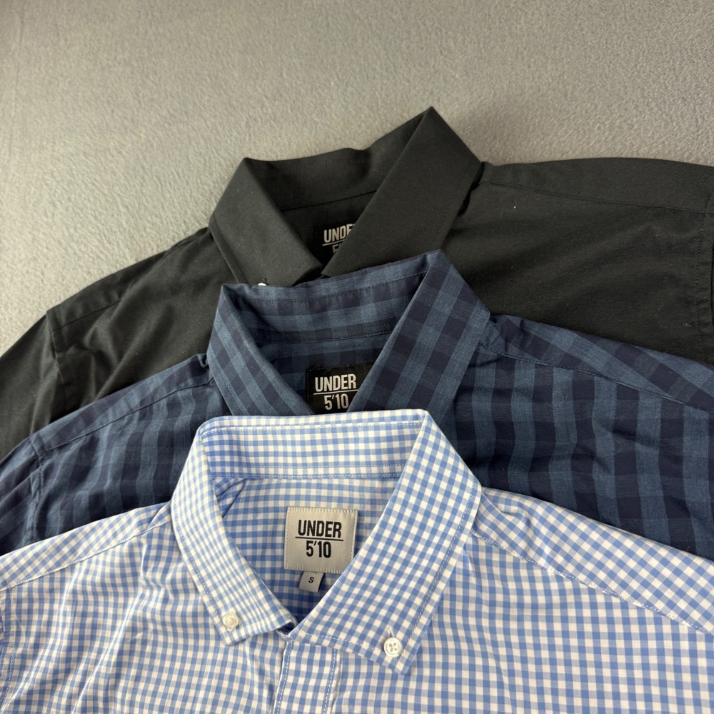 Under 5'10 Shirt Men's S Black Blue Gingham Plaid Lightweight OCBD Lot of 3